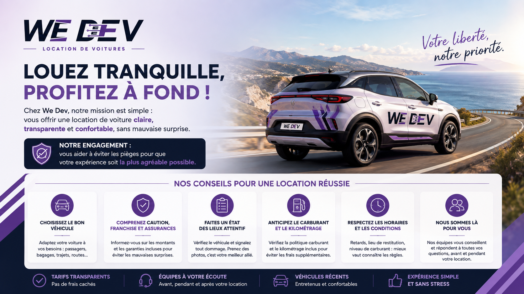 Cover for article Louer une voiture sans mauvaise surprise : les conseils We Dev